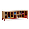 16 Compartment Bench-Cloakroom, Shelves, Storage, Wellbeing Furniture-Beech-Red-Learning SPACE