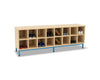 16 Compartment Bench-Cloakroom, Shelves, Storage, Wellbeing Furniture-Maple-Cool Blue-Learning SPACE