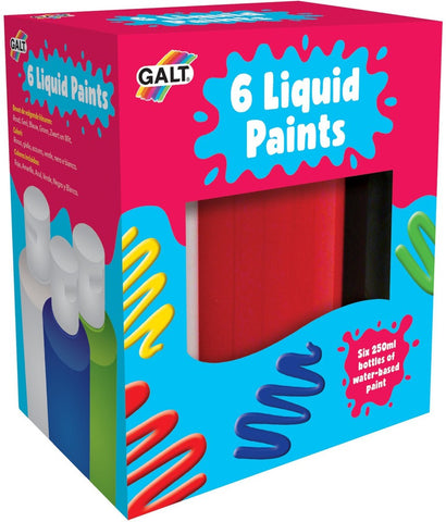 6-Pack Liquid Paints – 6-Pack Ready-Mixed Set for Kids-Arts & Crafts, Baby Arts & Crafts, Early Arts & Crafts, Galt, Messy Play, Paint, Primary Arts & Crafts, Stock-Learning SPACE