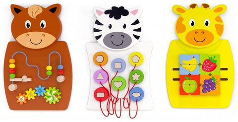 Animal Activity Wall Panel Toy - Set of 3-Additional Need, Fine Motor Skills, Gifts For 1 Year Olds, Helps With, Maths, Primary Maths, sensory activity, Sensory Wall Panels & Accessories, Shape & Space & Measure, Sound, Stock, Tactile Toys & Books, Tracking & Bead Frames, Viga Activity Wall Panel-Learning SPACE