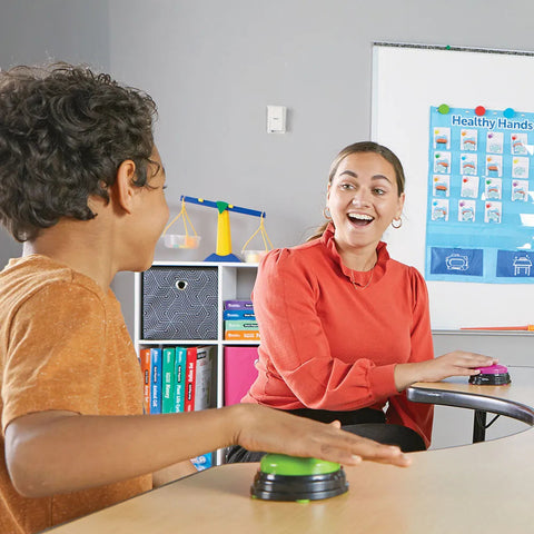 Answer Buzzer - Set of 4-Calmer Classrooms, Cerebral Palsy, communication, Communication Games & Aids, Early Years Musical Toys, Helps With, Learning Resources, Music, Neuro Diversity, Physical Needs, Primary Literacy, Sound, Speaking & Listening, Stock, Talking Buttons & Buzzers-Learning SPACE