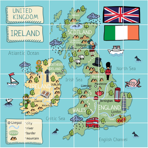 British Isles Playmat for Programmable Robots-Coding, Playmat-Learning SPACE