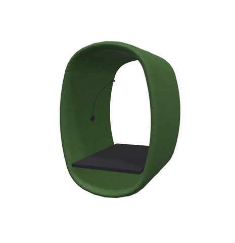 BuzziRing - Wall Mounted Acoustic Privacy Booth-bespoke, booth, Buzzi Space, Dividers, Library Furniture, Noise Reduction, Wellbeing Furniture-Hazy Green - TRCS+ 9704-Black Melamine-Learning SPACE