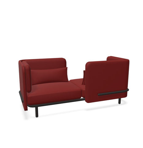 BuzziSpark Sound Reducing Sofa-Armchair, bespoke, booth, Buzzi Space, Full Size Seating, Noise Reduction, Padded Seating, Seating, Sofa, Wellbeing Furniture-Original AG102 - Left open (2 Person)-Low-Hazy Red - TRCS+ 9405-Learning SPACE