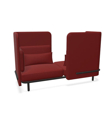 BuzziSpark Sound Reducing Sofa-Armchair, bespoke, booth, Buzzi Space, Full Size Seating, Noise Reduction, Padded Seating, Seating, Sofa, Wellbeing Furniture-Original AG102 - Left open (2 Person)-Medium-Hazy Red - TRCS+ 9405-Learning SPACE