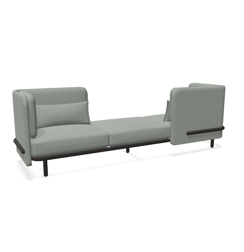 BuzziSpark Sound Reducing Sofa-Armchair, bespoke, booth, Buzzi Space, Full Size Seating, Noise Reduction, Padded Seating, Seating, Sofa, Wellbeing Furniture-Original AG103 - Left open (3 Person)-Low-Hazy Grey - TRCS+ 9107-Learning SPACE