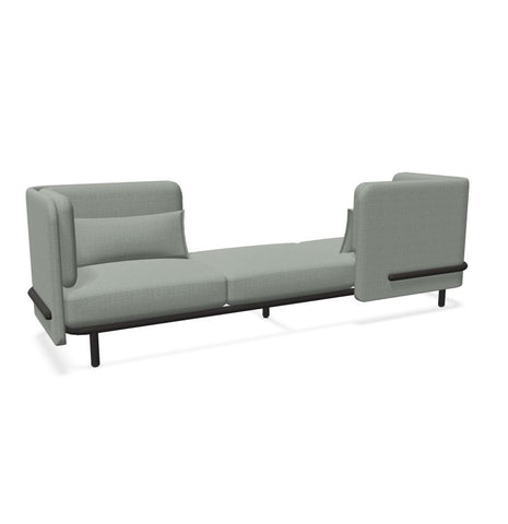 BuzziSpark Sound Reducing Sofa-Armchair, bespoke, booth, Buzzi Space, Full Size Seating, Noise Reduction, Padded Seating, Seating, Sofa, Wellbeing Furniture-Original AG103 - Left open (3 Person)-Low-Hazy Grey - TRCS+ 9107-Learning SPACE