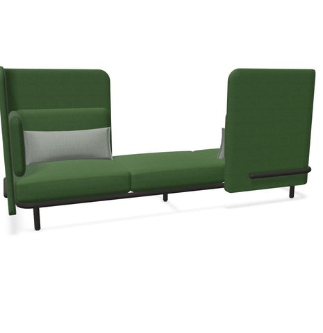 BuzziSpark Sound Reducing Sofa-Armchair, bespoke, booth, Buzzi Space, Full Size Seating, Noise Reduction, Padded Seating, Seating, Sofa, Wellbeing Furniture-Original AG103 - Left open (3 Person)-Medium-Hazy Green - TRCS+ 9704-Learning SPACE