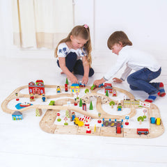 City Road & Railway Train Set-Bigjigs Rail, Bigjigs Toys, Cars & Transport, Imaginative Play, Stock, Train, Wooden Toys-Learning SPACE