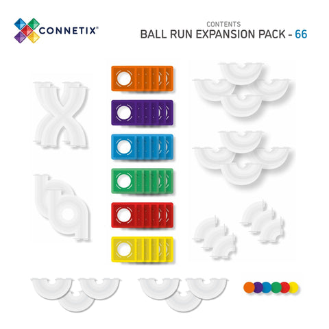 Connetix Rainbow Ball Run Expansion Pack – 66 Piece Set-Connetix Tiles, Engineering & Construction, Fine Motor Skills, Gifts For 3-5 Years Old, S.T.E.M-Learning SPACE