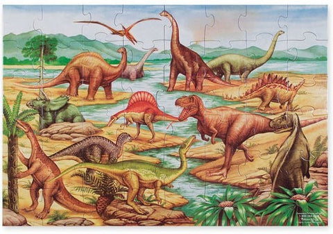 Dinosaurs Floor Jigsaw Puzzle 48 Pieces-13-99 Piece Jigsaw, Dinosaurs. Castles & Pirates, Down Syndrome, Imaginative Play, Stock, Strength & Co-Ordination-Learning SPACE