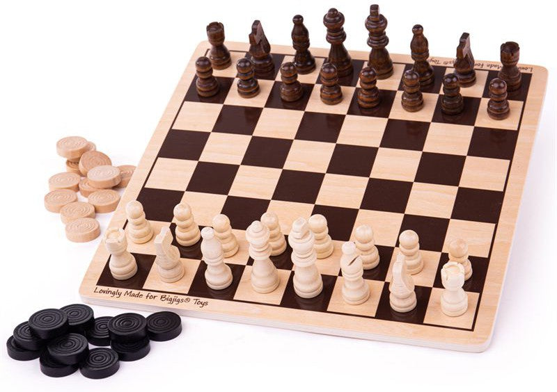 Draughts and Chess Set-Bigjigs Toys, Games & Toys, Primary Games & Toys, Stock, Table Top & Family Games, Teen Games-Learning SPACE