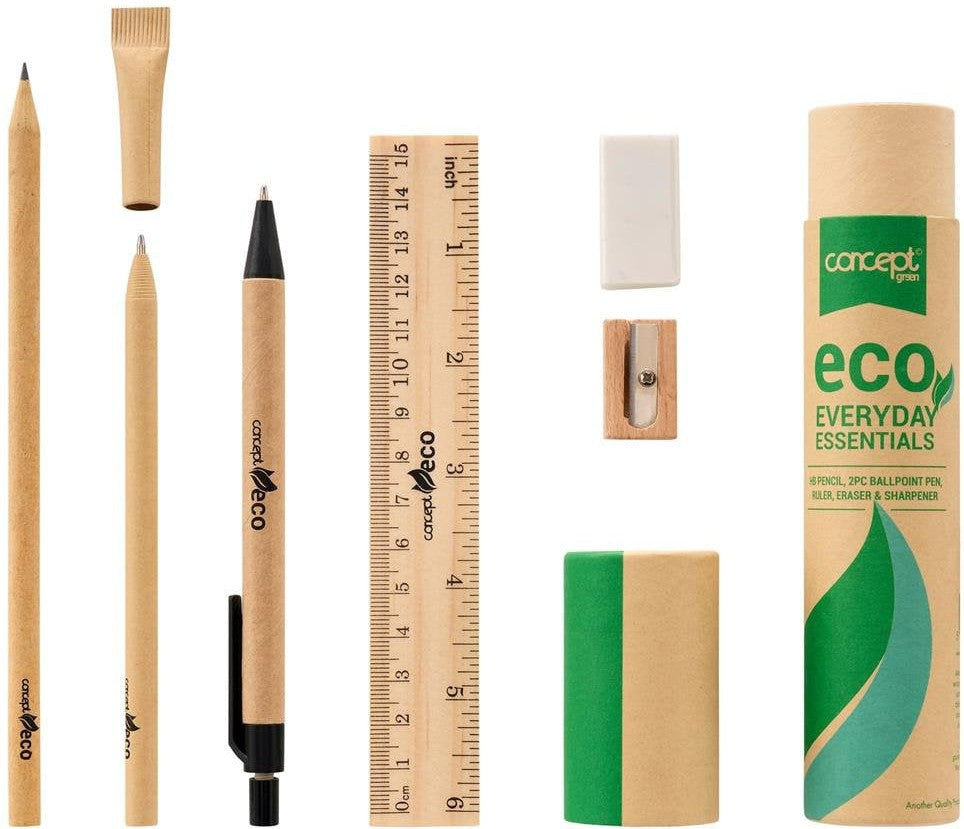 Eco Essentials - Set of 6 Stationery Set-Arts & Crafts, Back To School, Drawing & Easels, Early Arts & Crafts, Eco Friendly, Maths, Premier Office, Primary Arts & Crafts, Primary Literacy, Primary Maths, Seasons, Shape & Space & Measure, Stationery-Learning SPACE