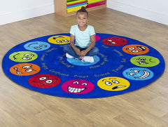 Emotions™ Interactive Circular 2m Carpet-Additional Need, Calmer Classrooms, Emotions & Self Esteem, Helps With, Kit For Kids, Mats & Rugs, Multi-Colour, Placement Carpets, Round, Rugs, Social Emotional Learning, Wellbeing Furniture-Learning SPACE