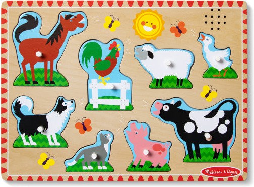 Farm Animals Sound Puzzle - 8 Pieces-Baby Wooden Toys, Down Syndrome, Farms & Construction, Imaginative Play, Sound. Peg & Inset Puzzles, Stock-Learning SPACE