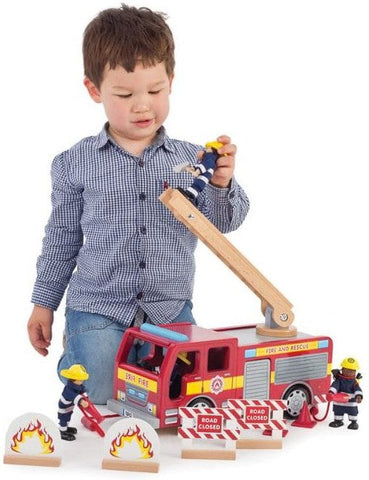 Fire Engine Playset-Cars & Transport, Fire. Police & Hospital, Imaginative Play, Small World, Stock, Strength & Co-Ordination, Tidlo Toys, Wooden Toys-Learning SPACE