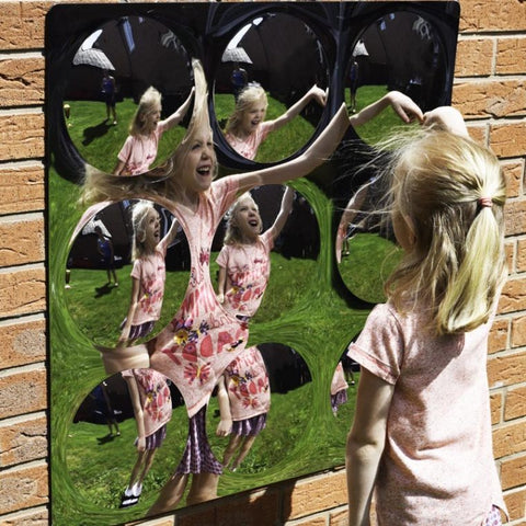 Giant Mirror with 9 Dome Sensory Bubbles-AllSensory, Helps With, Outdoor Mirrors, Playground Equipment, Playground Wall Art & Signs, Sensory Garden, Sensory Mirrors, Sensory Seeking, Sensory Wall Panels & Accessories, Stock-Learning SPACE