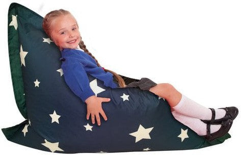 Giant Star Print UV Bean Bag Floor Cushion-AllSensory, Bean Bags, Bean Bags & Cushions, Eden Learning Spaces, Nurture Room, Star & Galaxy Theme Sensory Room, Stock, Teenage & Adult Sensory Gifts, UV Reactive, Wellbeing Furniture-Learning SPACE