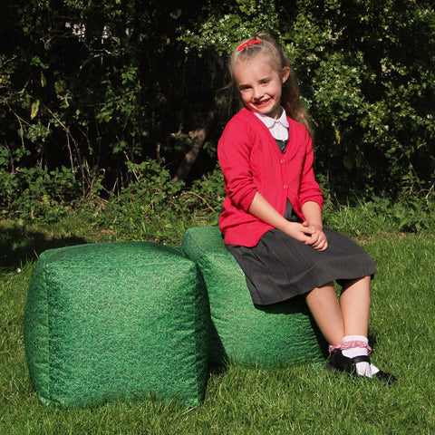 Grass Cubes Bean Bags-Bean Bags, Bean Bags & Cushions, Eden Learning Spaces, Nature Learning Environment, Nature Sensory Room, Sensory Garden, Stock, Wellbeing Furniture-Learning SPACE