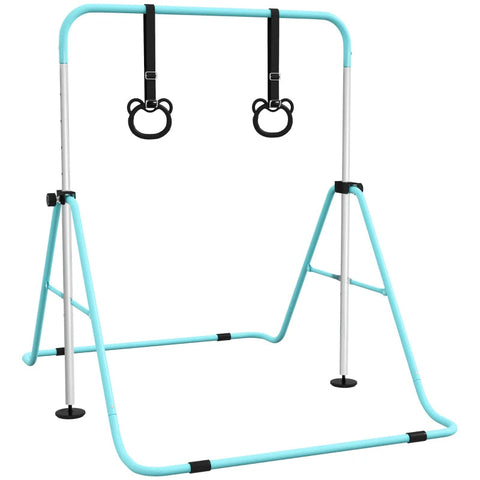 Adjustable Kids Gymnastics Bar with Rings-Balancing Equipment, Featured, Gross Motor and Balance Skills-Green-Learning SPACE