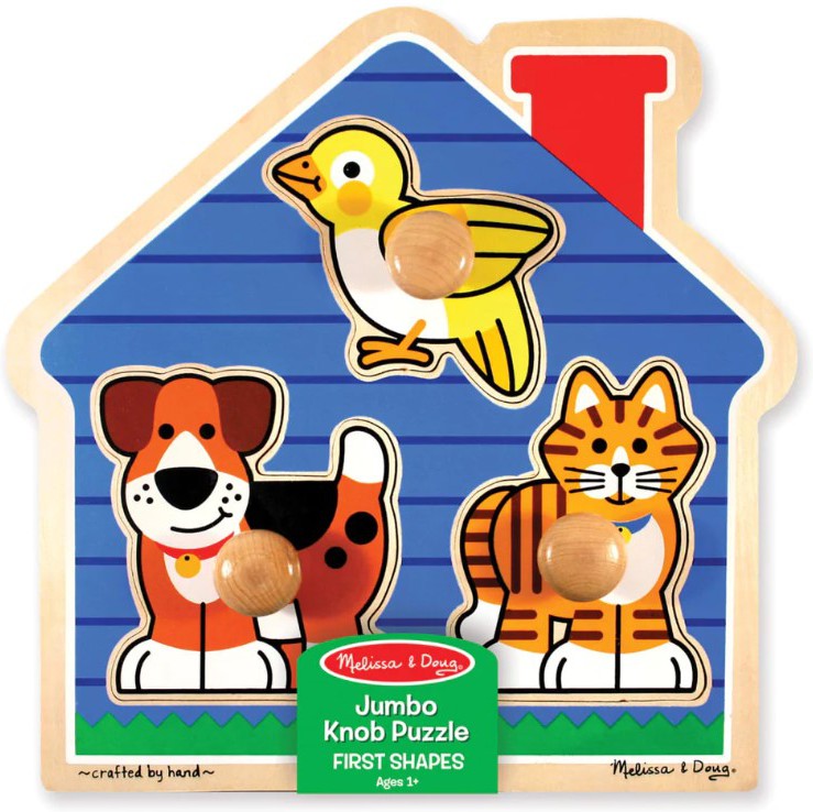 House Pets Jumbo Knob Puzzle - 3 Pieces-2-12 Piece Jigsaw, Additional Need, Baby Wooden Toys, Fine Motor Skills, Helps With, Maths, Primary Maths, Shape & Space & Measure, Sound. Peg & Inset Puzzles, Stock, Strength & Co-Ordination-Learning SPACE