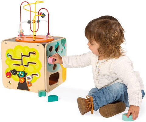 Janod Multi-Activity Cube-AllSensory, Baby & Toddler Gifts, Baby Cause & Effect Toys, Baby Sensory Toys, Baby Wooden Toys, Cause & Effect Toys, Down Syndrome, Gifts For 1 Year Olds, Gifts For 6-12 Months Old, Janod Toys, Stock, Tactile Toys & Books, Tracking & Bead Frames-Learning SPACE