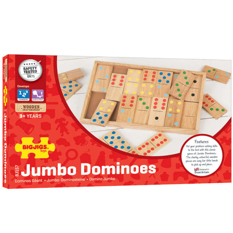 Jumbo Dominoes Wooden Children's Game-Bigjigs Toys, Dyscalculia, Neuro Diversity, Stock, Table Top & Family Games, Teen Games, Wooden Toys-Learning SPACE