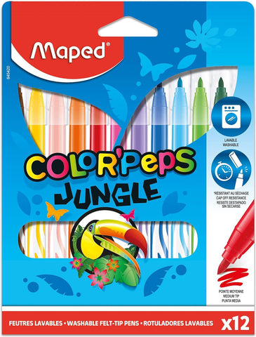 Maped Color'peps Jungle Colour Markers - Pk 12-Art Materials, Arts & Crafts, Back To School, Drawing & Easels, Early Arts & Crafts, Maped Stationery, Primary Arts & Crafts, Stock-Learning SPACE