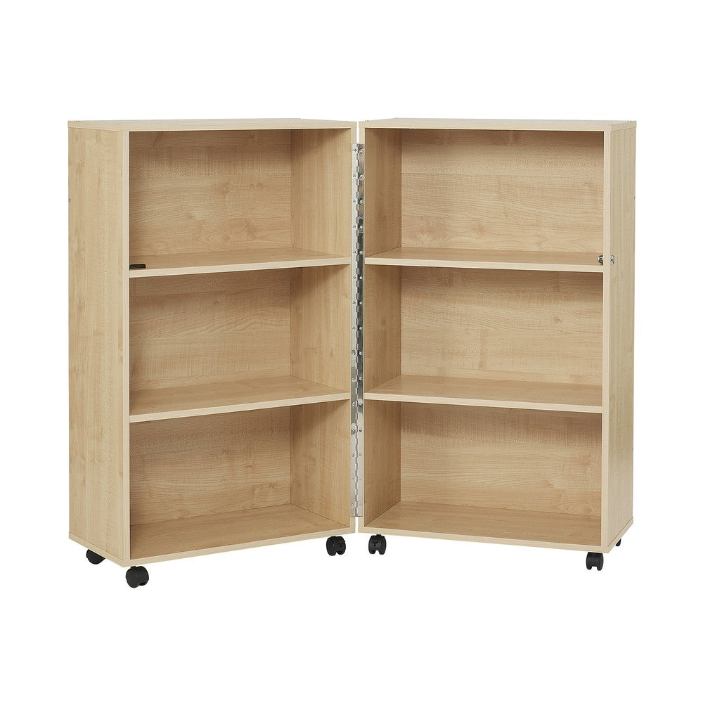 Maple Mobile Fold Away Bookcase-Bookcases, Classroom Furniture, Furniture, Profile Education, Trolleys, Wellbeing Furniture-Learning SPACE