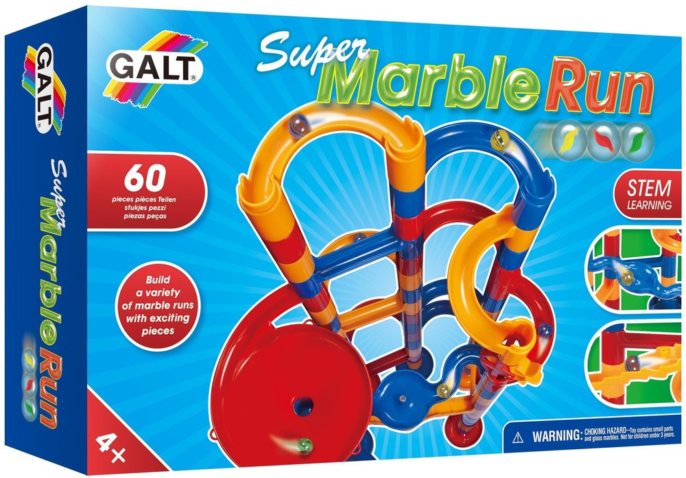 Marble Run - Super Set: 60-Piece Building Fun for Kids-Additional Need, Cause & Effect Toys, Engineering & Construction, Fine Motor Skills, Galt, Gifts for 5-7 Years Old, Learning Activity Kits, Maths, Primary Maths, S.T.E.M, Shape & Space & Measure, Stacking Toys & Sorting Toys, Stock, Tracking & Bead Frames-Learning SPACE