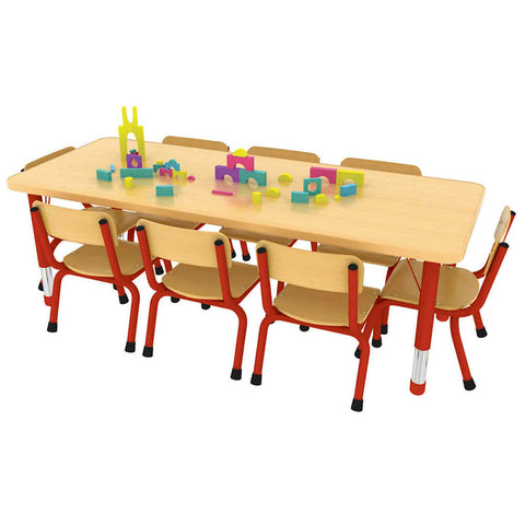 Milan Rectangular Tables - 6 or 8 Seater-Classroom Table, Furniture, Height Adjustable, Profile Education, Rectangular, Table, Wellbeing Furniture-Red-8 - Seater-Learning SPACE