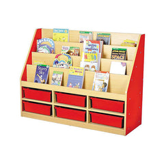 Milan Tiered Bookcases with 6 Coloured Trays-Bookcases, Classroom Displays, Classroom Furniture, Shelves, Storage, Storage Bins & Baskets, Wellbeing Furniture-Red-Learning SPACE