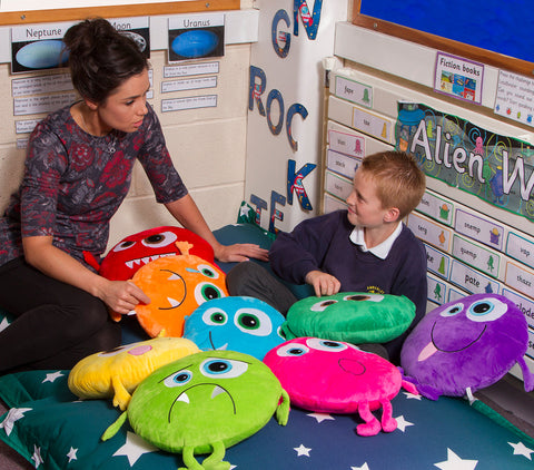 Monster Emotions Cushions (8 Pack)-Additional Need, Bean Bags & Cushions, Bullying, Calmer Classrooms, Classroom Packs, Cushions, Eden Learning Spaces, Emotions & Self Esteem, Helps With, Nurture Room, PSHE, Social Emotional Learning, Social Stories & Games & Social Skills, Stock, Wellbeing Furniture-Learning SPACE