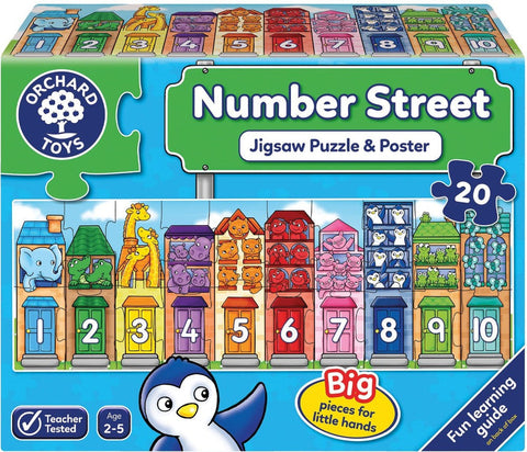 Number Street - Jigsaw Puzzle and Poster-13-99 Piece Jigsaw, Calmer Classrooms, Classroom Displays, Counting Numbers & Colour, Dyscalculia, Early Years Maths, Helps With, Maths, Maths Toys, Neuro Diversity, Orchard Toys, Primary Maths, Stock, Strength & Co-Ordination-Learning SPACE