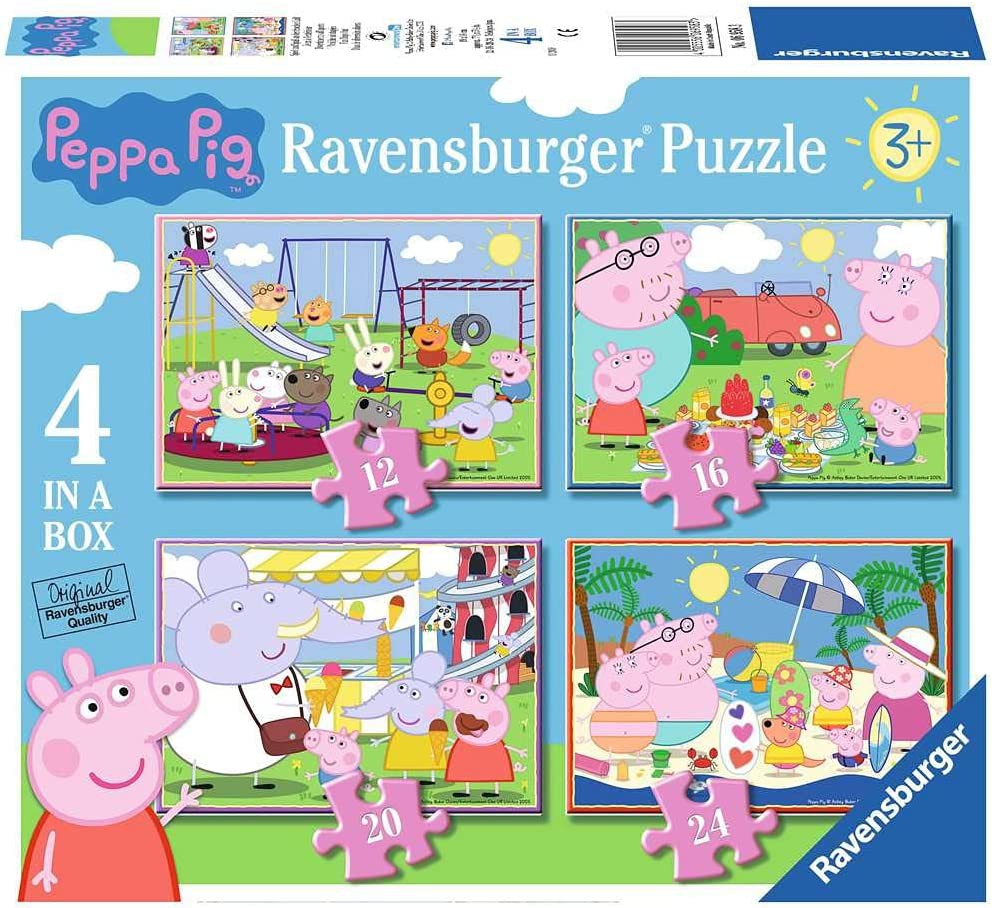 Peppa Pig 4 in Box Jigsaw Puzzles-13-99 Piece Jigsaw, Gifts For 2-3 Years Old, Gifts For 3-5 Years Old, Peppa Pig, Ravensburger Jigsaws-Learning SPACE