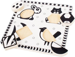 Pets Black & White Puzzle-2-12 Piece Jigsaw, Baby Wooden Toys, Bigjigs Toys, Sound. Peg & Inset Puzzles, Stock-Learning SPACE