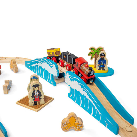 Pirate Train Set-Bigjigs Toys, Cars & Transport, Dinosaurs. Castles & Pirates, Games & Toys, Gifts For 3-5 Years Old, Train, Wooden Toys-Learning SPACE