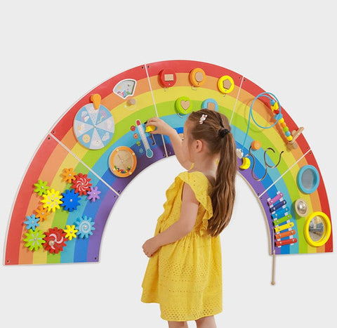 Rainbow Activity Wall Panels-Arts & Crafts-Additional Need, Fine Motor Skills, Helps With, Maths, Primary Maths, Rainbow Theme Sensory Room, Sensory Wall Panels & Accessories, Shape & Space & Measure, Strength & Co-Ordination, Viga Activity Wall Panel-Learning SPACE