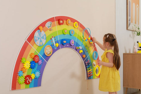 Rainbow Activity Wall Panels-Arts & Crafts-Additional Need, Fine Motor Skills, Helps With, Maths, Primary Maths, Rainbow Theme Sensory Room, Sensory Wall Panels & Accessories, Shape & Space & Measure, Strength & Co-Ordination, Viga Activity Wall Panel-Learning SPACE