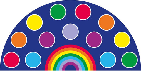 Rainbow™ Semi-Circle Placement 3x1.5m Carpet-Corner & Semi-Circle, Kit For Kids, Mats & Rugs, Multi-Colour, Placement Carpets, Rainbow Theme Sensory Room, Rugs, Wellbeing Furniture-Medium-Learning SPACE