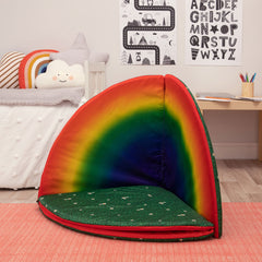 Reversible Rainbow and Daisy Print Folding Mat-Corner & Semi-Circle, Eden Learning Spaces, Mats, Mats & Rugs, Multi-Colour, Rainbow Theme Sensory Room-Learning SPACE