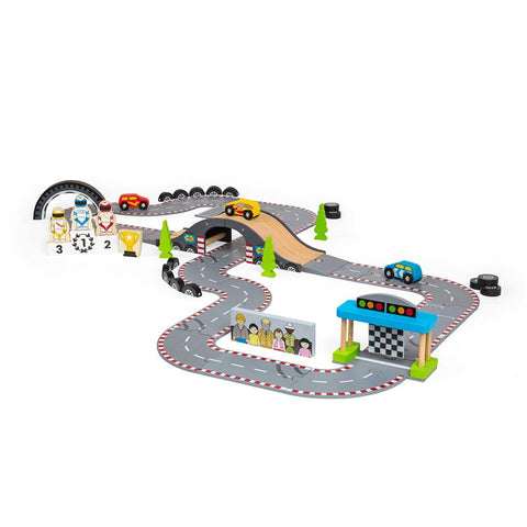 Roadway Race Day Set-Bigjigs Toys, Cars & Transport, Imaginative Play, Wooden Toys-Learning SPACE