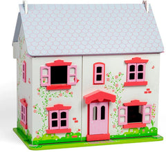 Rose Cottage Dolls House and Accessories-Bigjigs Toys, Dolls & Doll Houses, Gifts For 2-3 Years Old, Imaginative Play, Nurture Room, Small World, Stock-Learning SPACE