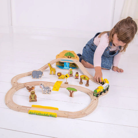 Safari Train Set-Bigjigs Rail, Cars & Transport, Gifts For 3-5 Years Old, Train, Wooden Toys-Learning SPACE