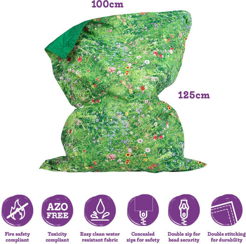 Summer Meadow Children's Bean Bag Floor Cushion-Bean Bags, Bean Bags & Cushions, Eden Learning Spaces, Gifts for 5-7 Years Old, Nature Learning Environment, Nature Sensory Room, Nurture Room, Stock, Wellbeing Furniture-Learning SPACE