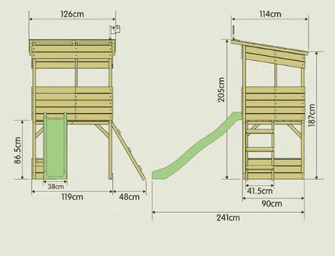 TP Tree Tops Wooden Tower Playhouse-Outdoor Climbing Frames, Outdoor Slides, Play Houses, Playground Equipment, Playhouses, TP Toys-Learning SPACE