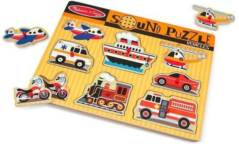 Vehicles Sound Puzzle - 8 Pieces-Baby Wooden Toys, Sound, Sound. Peg & Inset Puzzles, Stock-Learning SPACE