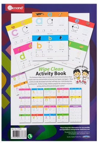 Wipe Clean Activity Book - Alphabet Lower Case Letters-Early Years Books & Posters, Eco Friendly, Learn Alphabet & Phonics, Learning Difficulties, Ormond, Primary Literacy, Primary Travel Games & Toys, Stock-Learning SPACE