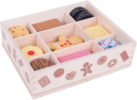 Wooden Box Of Biscuits for Tea Parties - Play Food-Bigjigs Toys, Gifts For 2-3 Years Old, Imaginative Play, Kitchens & Shops & School, Play Food, Stock, Wooden Toys-Learning SPACE