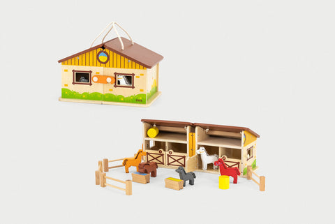 Wooden Foldable Stable Play Set-Farms & Construction, Games & Toys, Viga Activity Wall Panel, Wooden Toys-Learning SPACE